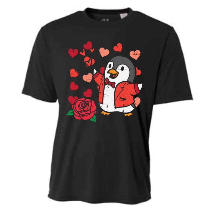 Valentines Day Penguin Cute Great Gift Cooling Performance Crew T-Shirt