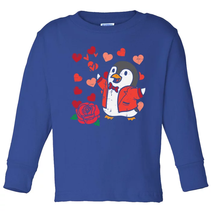 Valentines Day Penguin Cute Great Gift Toddler Long Sleeve Shirt