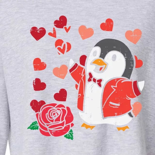 Valentines Day Penguin Cute Great Gift Cropped Pullover Crew