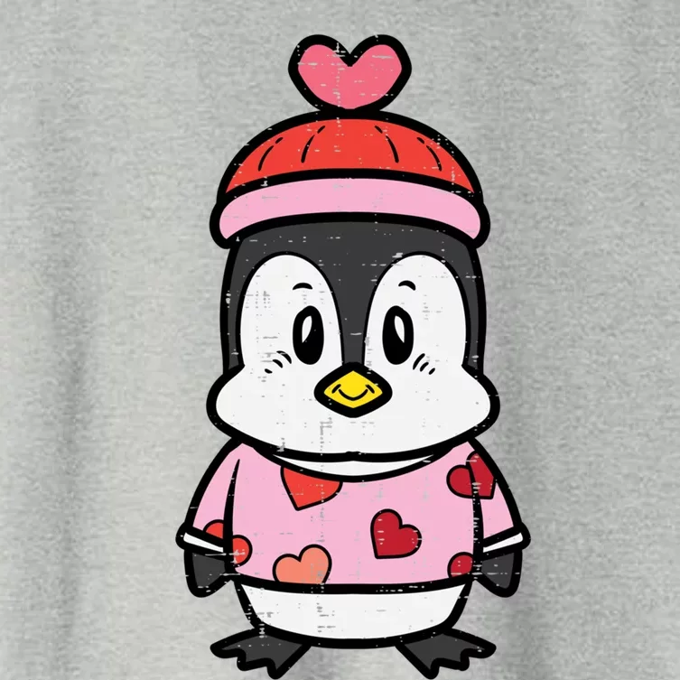 Valentines Day Penguin Sweater Gift Women's Crop Top Tee