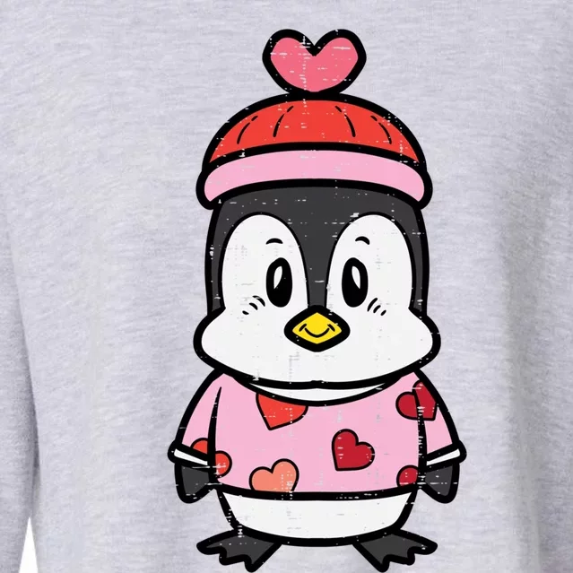 Valentines Day Penguin Sweater Gift Cropped Pullover Crew