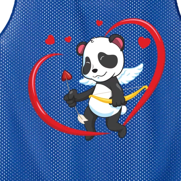 Valentines Day Panda Bear With Heart Arrow Cupid Panda Meaningful Gift Mesh Reversible Basketball Jersey Tank