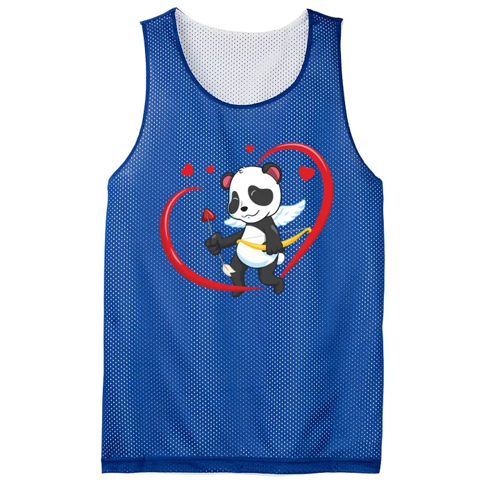 Valentines Day Panda Bear With Heart Arrow Cupid Panda Meaningful Gift Mesh Reversible Basketball Jersey Tank