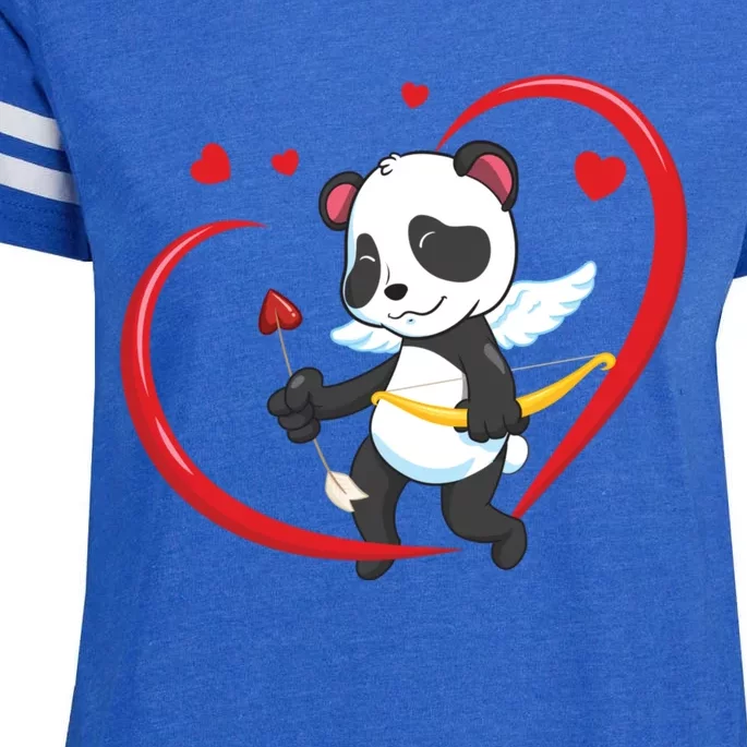 Valentines Day Panda Bear With Heart Arrow Cupid Panda Meaningful Gift Enza Ladies Jersey Football T-Shirt