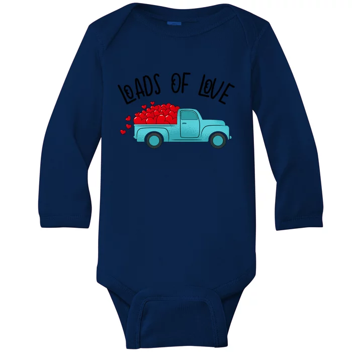 Valentines Day Pickup Dump Truck Loads Of Love Gift Baby Long Sleeve Bodysuit