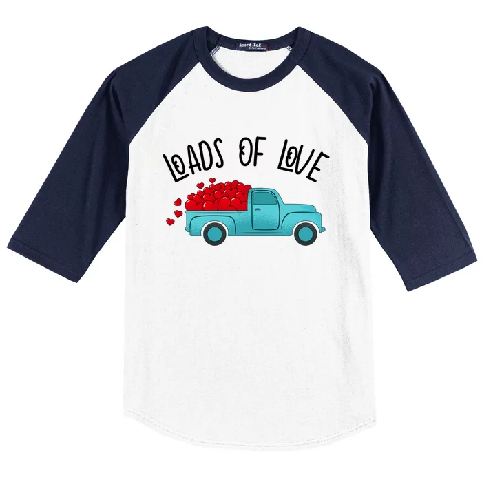 Valentines Day Pickup Dump Truck Loads Of Love Gift Baseball Sleeve Shirt