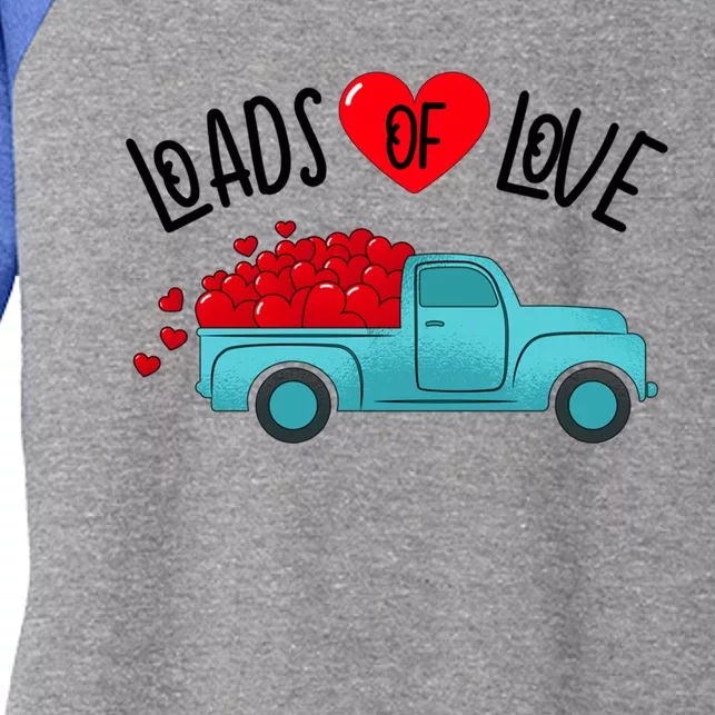 Valentines Day Pickup Truck Loads Of Love Gift Women's Tri-Blend 3/4-Sleeve Raglan Shirt