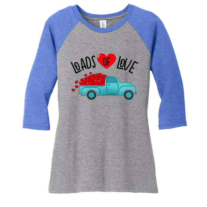 Valentines Day Pickup Truck Loads Of Love Gift Women's Tri-Blend 3/4-Sleeve Raglan Shirt