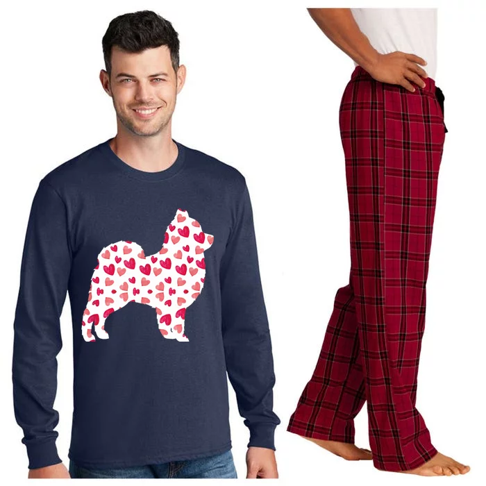 Valentines Day Pomeranian Hearts Puppy Dog Lover Long Sleeve Pajama Set