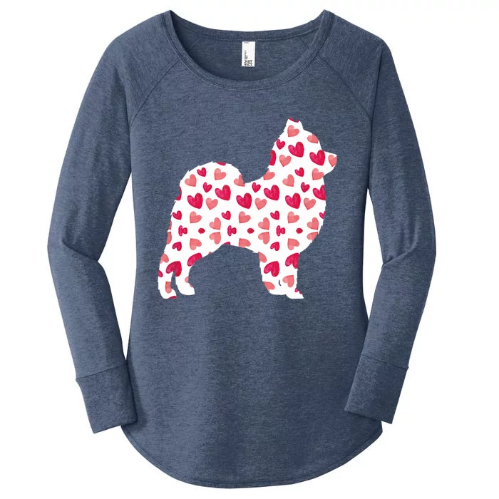 Valentines Day Pomeranian Hearts Puppy Dog Lover Women's Perfect Tri Tunic Long Sleeve Shirt