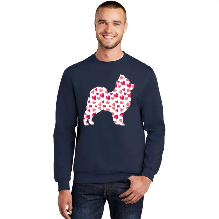 Valentines Day Pomeranian Hearts Puppy Dog Lover Tall Sweatshirt