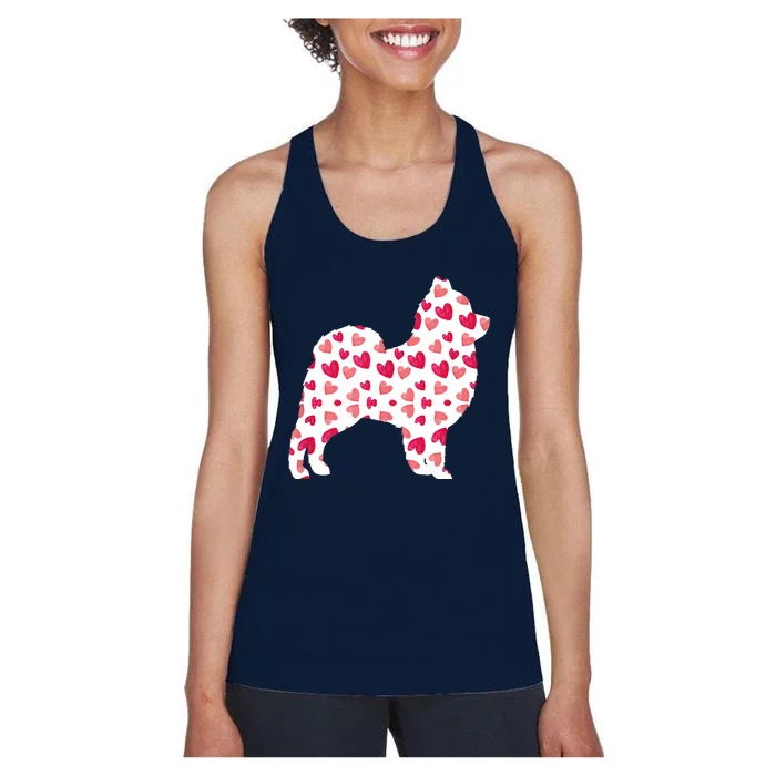 Valentines Day Pomeranian Hearts Puppy Dog Lover Women's Racerback Tank