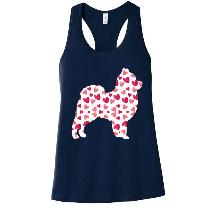 Valentines Day Pomeranian Hearts Puppy Dog Lover Women's Racerback Tank