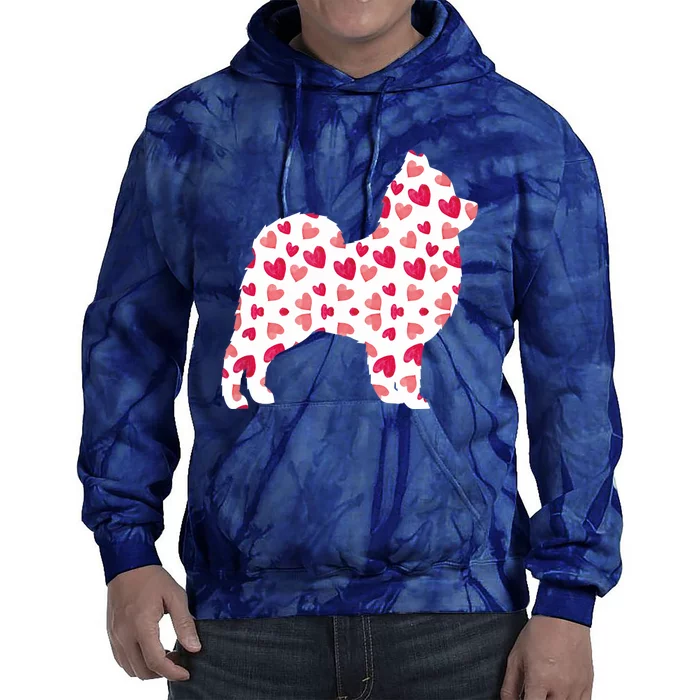 Valentines Day Pomeranian Hearts Puppy Dog Lover Tie Dye Hoodie