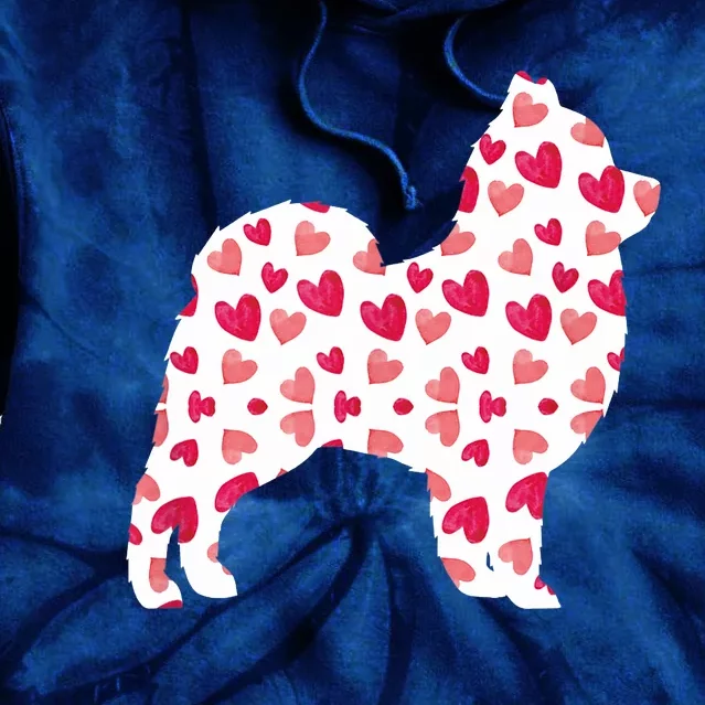 Valentines Day Pomeranian Hearts Puppy Dog Lover Tie Dye Hoodie