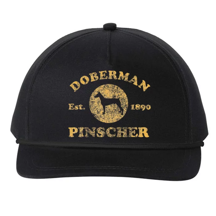 Vintage Doberman Pinscher Est. 1890 Doberman Dog Gift Snapback Five-Panel Rope Hat