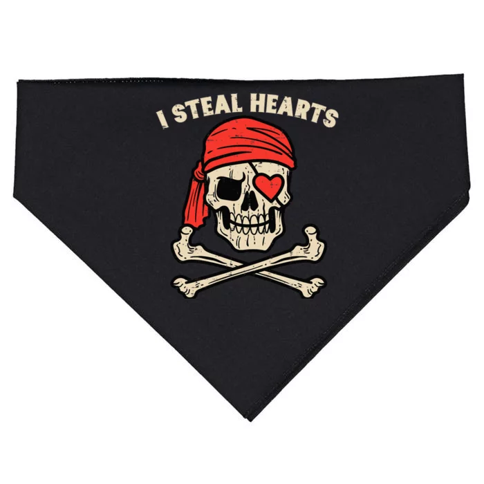 Valentines Day Pirate I Steal Hearts Cool USA-Made Doggie Bandana