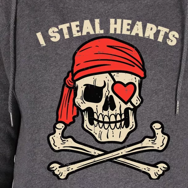 Valentines Day Pirate I Steal Hearts Cool Womens Funnel Neck Pullover Hood