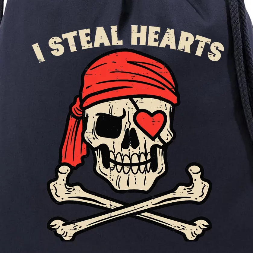 Valentines Day Pirate I Steal Hearts Cool Drawstring Bag