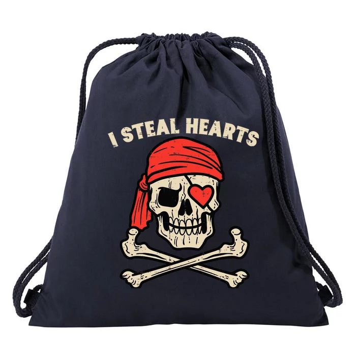 Valentines Day Pirate I Steal Hearts Cool Drawstring Bag