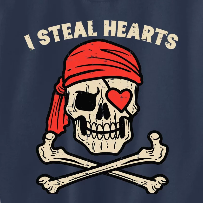 Valentines Day Pirate I Steal Hearts Cool Kids Sweatshirt