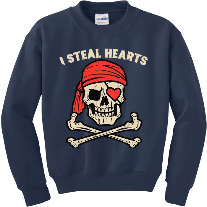 Valentines Day Pirate I Steal Hearts Cool Kids Sweatshirt