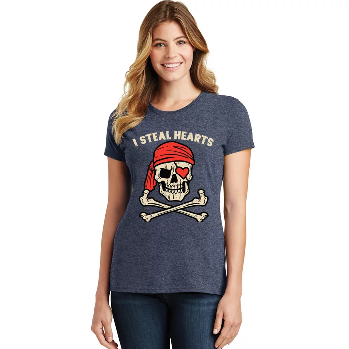 Valentines Day Pirate I Steal Hearts Cool Women's T-Shirt