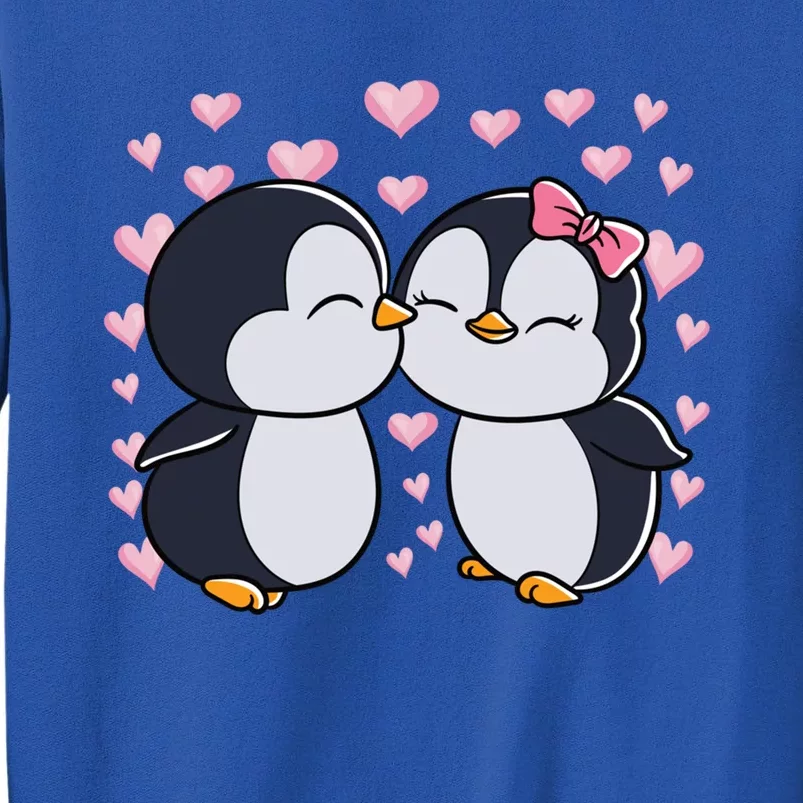 Valentines Day Penguin Couple Penguins Hearts Valentines Day Meaningful Gift Tall Sweatshirt