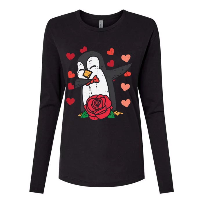 Valentines Day Penguin Dab Dance Great Gift Womens Cotton Relaxed Long Sleeve T-Shirt