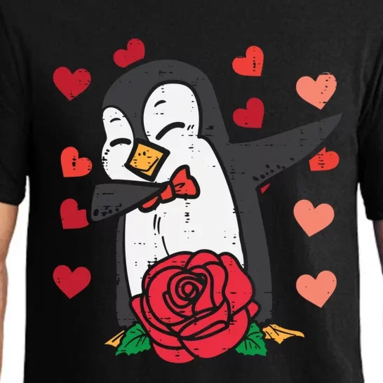 Valentines Day Penguin Dab Dance Great Gift Pajama Set