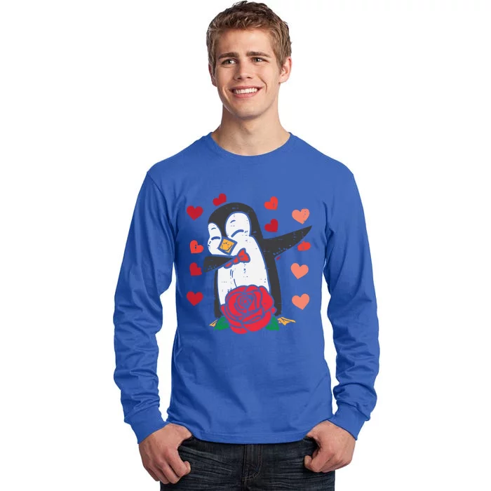 Valentines Day Penguin Dab Dance Great Gift Tall Long Sleeve T-Shirt