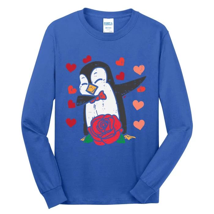 Valentines Day Penguin Dab Dance Great Gift Tall Long Sleeve T-Shirt