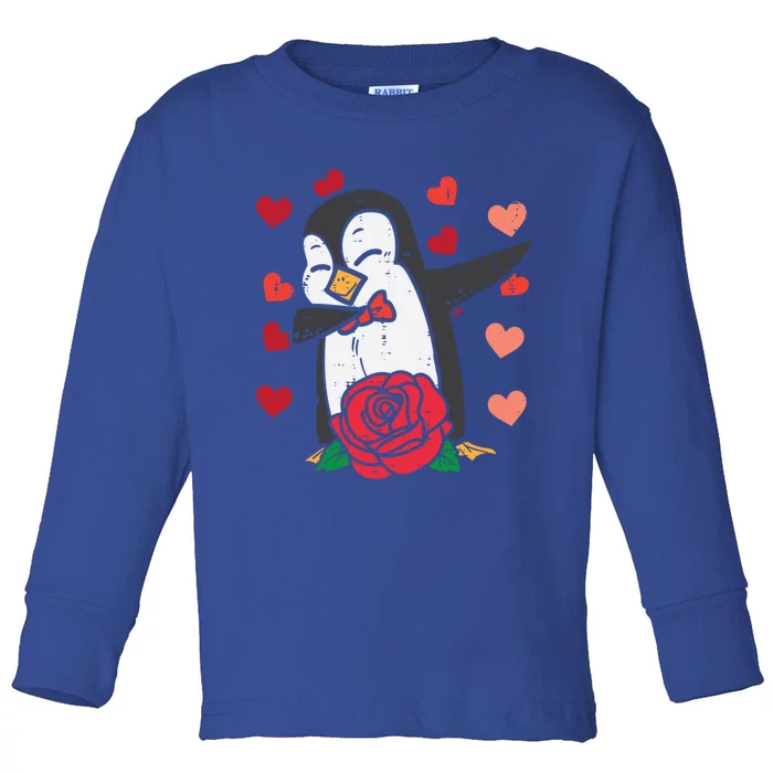 Valentines Day Penguin Dab Dance Great Gift Toddler Long Sleeve Shirt