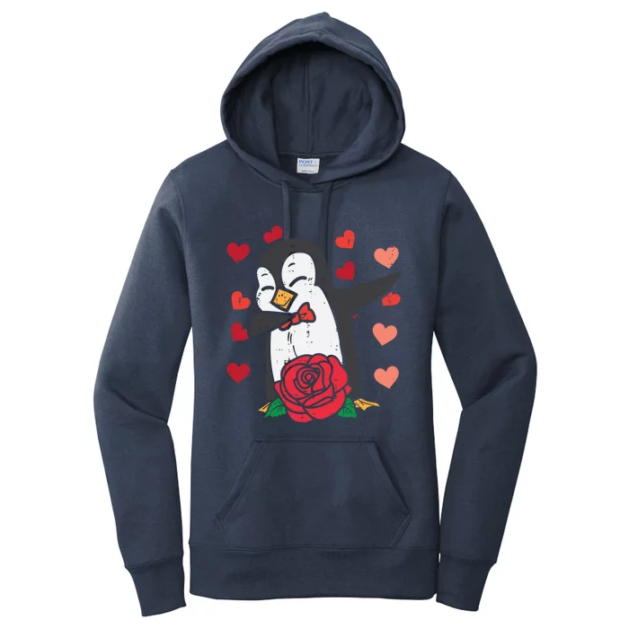 Valentines Day Penguin Dab Dance Great Gift Women's Pullover Hoodie