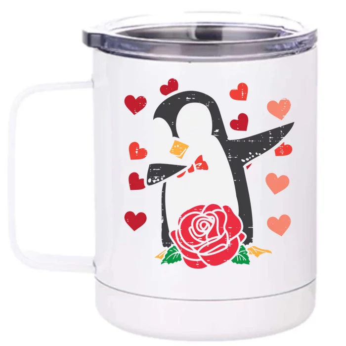 Valentines Day Penguin Dab Dance Great Gift Front & Back 12oz Stainless Steel Tumbler Cup