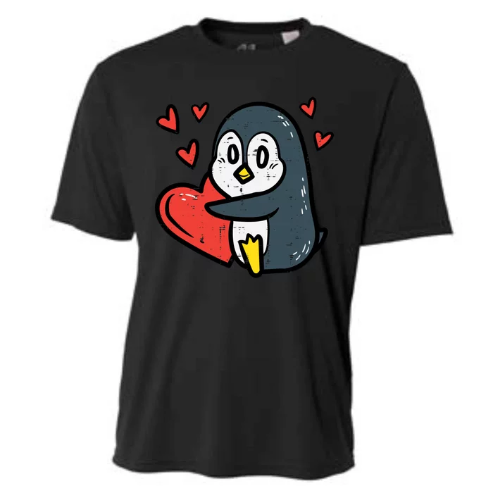 Valentines Day Penguin Heart Great Gift Cooling Performance Crew T-Shirt