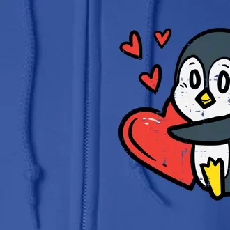 Valentines Day Penguin Heart Great Gift Full Zip Hoodie