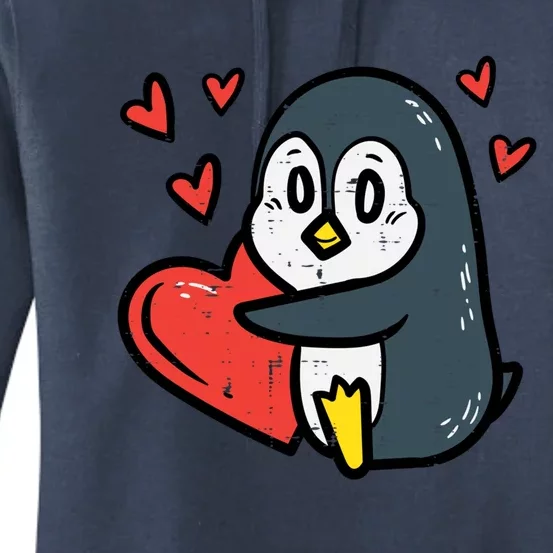 Valentines Day Penguin Heart Great Gift Women's Pullover Hoodie