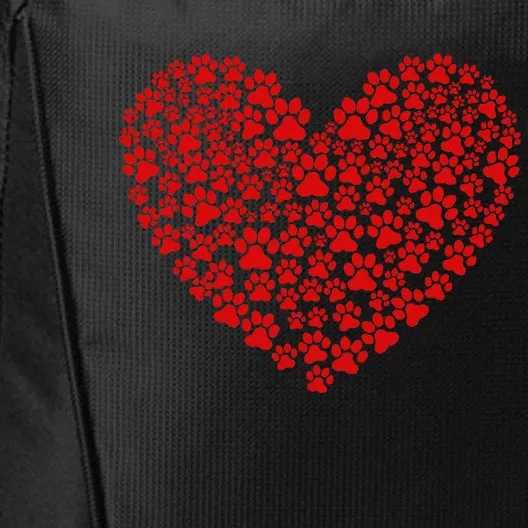 Valentines Day Paw Heart Prints Dog Cat Lovers Red Love Pet City Backpack