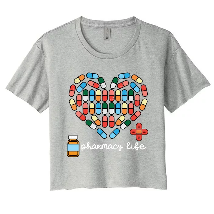 Valentines Day Pharmacy Life Pill Heart Pharmacist Gift Women's Crop Top Tee