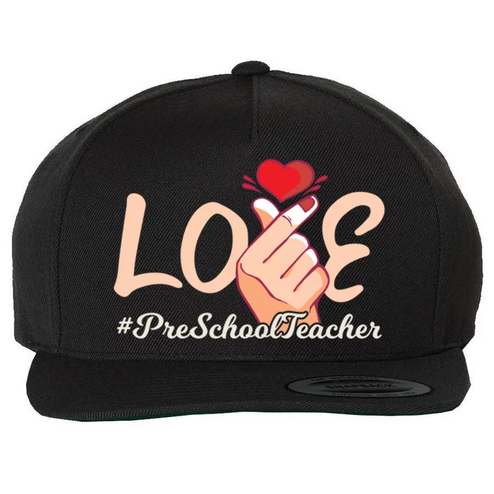 Valentines Day Preschool Teacher Cute Korean Finger Heart Gift Wool Snapback Cap