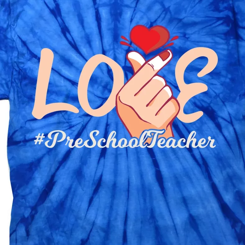 Valentines Day Preschool Teacher Cute Korean Finger Heart Gift Tie-Dye T-Shirt