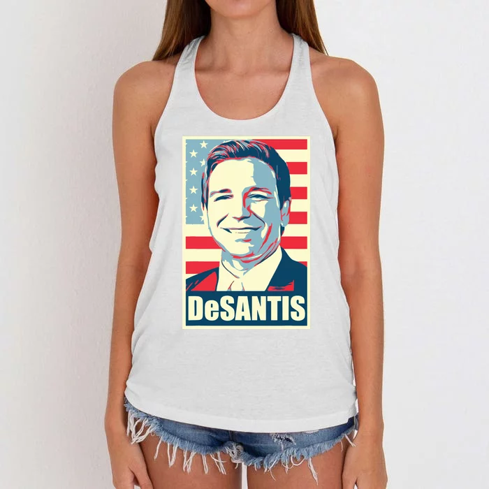 Vintage DeSantis Poster Republican President Florida 2024 Women's Knotted Racerback Tank