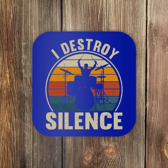 Vintage Drums Player I Destroy Silence Drummer Coaster