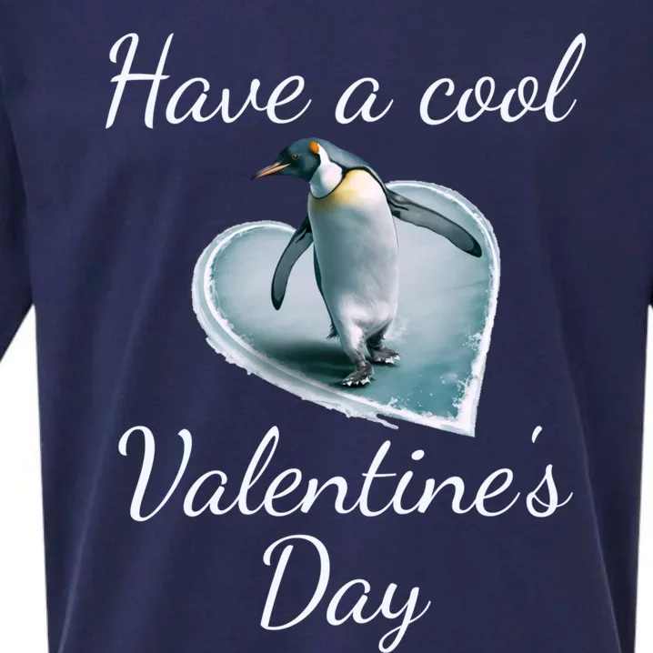 Valentine's Day Penguin Skating On Ice Gift Sueded Cloud Jersey T-Shirt