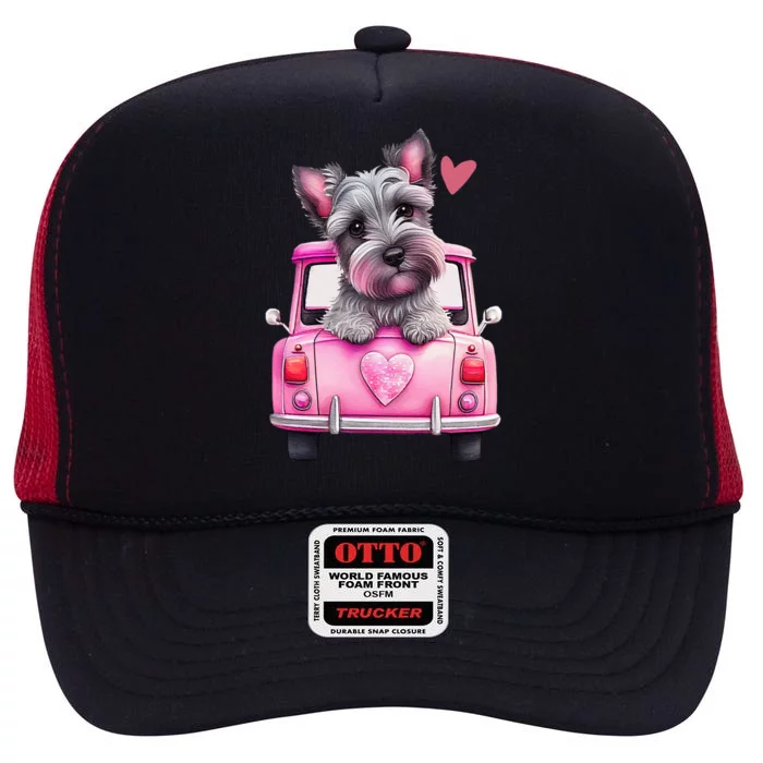 Valentines Day Puppy Cute Gift High Crown Mesh Trucker Hat