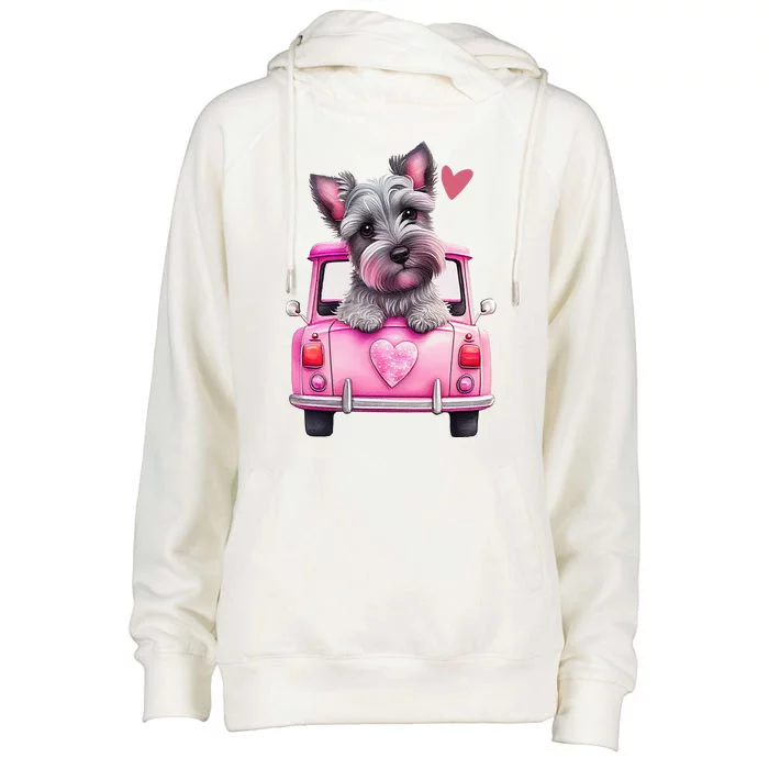 Valentines Day Puppy Cute Gift Womens Funnel Neck Pullover Hood