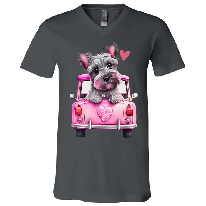 Valentines Day Puppy Cute Gift V-Neck T-Shirt