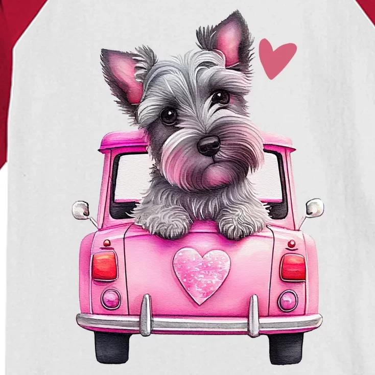 Valentines Day Puppy Cute Gift Kids Colorblock Raglan Jersey