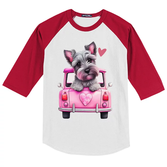 Valentines Day Puppy Cute Gift Kids Colorblock Raglan Jersey